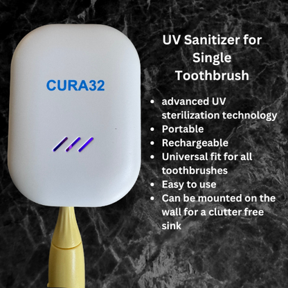 Portable UV Toothbrush Sanitizer – Lightweight and Travel-Friendly, Eliminates 99.9% of Germs and Bacteria, Compact Design for On-the-Go Oral Hygiene